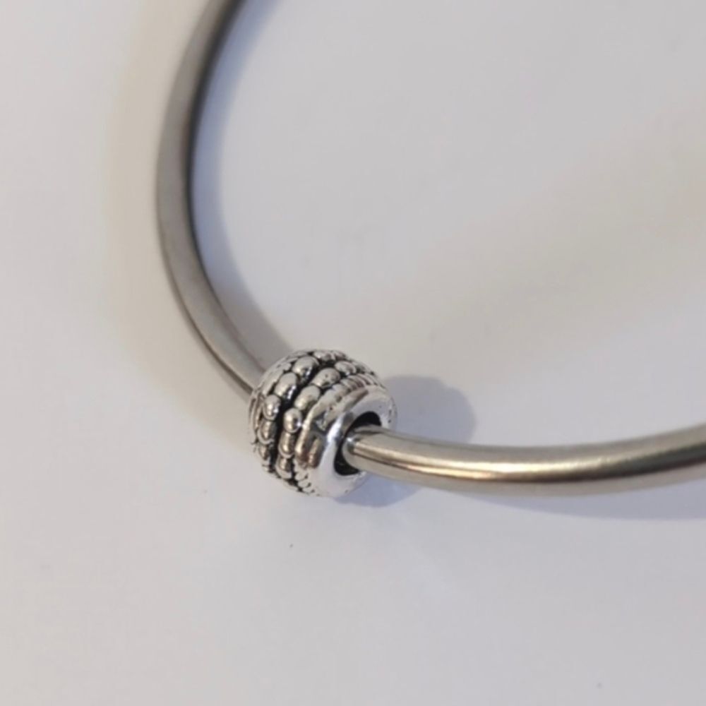 Silver Studded Spacer‎ Charm for Pandora Style Bracelet